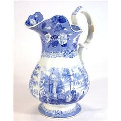 Victorian blue and white transfer printed pottery jug, decorated with Andaisia pattern, marks to …