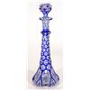 Image 1 : Blue and clear cut glass overlay scent bottle, 26cm high…