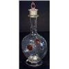 Image 1 : Moon glass shaped cut glass decanter with screw top and crest design centre, 33cm high…