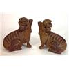 Image 1 : Pair of brown glazed pottery Foo dogs with open mouths,18cm high…