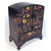 Image 1 : Japanese black lacquer cabinet, gilded with flowers, fitted with an arrangement of cupboard doors…