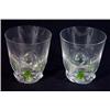 Image 1 : Pair of clear and green glass Lalique tumblers, moulded with Celtic knot design, etched marks to …