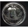 Image 1 : Lalique circular glass ashtray, intaglio moulded with a galleon, signature to base, 18cm diameter…
