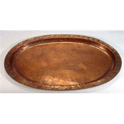 Oval Hugh Wallis copper tray, marks to base, 60cm long…