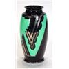 Image 1 : Carltonware Hand Craft Art Deco vase, decorated with silver lustre and black zigzags on a green g…