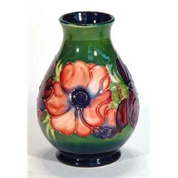 Moorcroft baluster vase, hand painted with anemones, 15cm high…