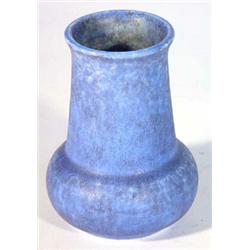 Blue mottled glazed Ruskin pottery vase, impressed marks to base, 12cm high…