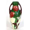 Image 1 : Hand painted Foley intarsio twin handled vase, hand painted with stylized flowers, marks to base,…