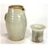 Image 1 : Grey glazed St Ives studio pottery jug and cylindrical vase, impressed marks to base, largest 22c…