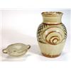 Image 1 : Wenford Bridge Studio pottery vase, decorated in browns with a band of abstract brown and blue li…