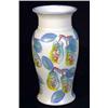 Image 1 : Hand painted and sponged pear design Poole Pottery trial vase, decorated by A. Clarke, impressed …