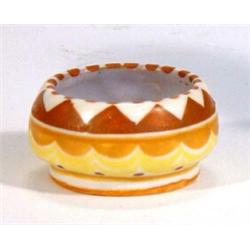 Hand painted Poole Pottery Art Deco dish, decorated in oranges, browns and yellows, impressed mar…