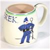 Image 1 : Hand painted Poole Pottery Nursery ware mug, named 'Derek' and hand painted with a policeman, mar…