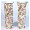 Image 1 : Pair of cylindrical Crown Ducal floral chintz patterned vases, marks to base, 30cm high…