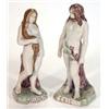 Image 1 : Pair of continental faience figures 'Velleda and Eric' 29cm high…