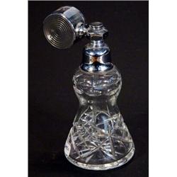 Cut glass scent bottle with chromed mount, 16cm high…