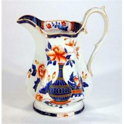 Hand painted Auckland Victorian pottery jug decorated with flowers in vases, marked Auckland Marc…