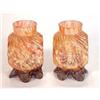 Image 1 : Pair of multi colured Victorian flat sided vases, 12cm high…