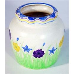 Radford pottery vase, hand painted with blue, purple and yellow flowers, marks to base, 14cm high…