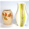 Image 1 : Hand painted Brentley pottery vase and hand painted leaf design Bewley pottery vase, marks to bas…