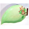 Image 1 : Carltonware green 'Apple Blossom' leaf dish, marks to base, 29cm in length…