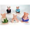 Image 1 : Hand painted set of five Wade Nat West pig moneybanks, marks to base…