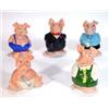 Image 1 : Hand painted set of five Wade Nat West pig moneybanks, marks to base…