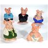 Image 1 : Hand painted set of five Wade Nat West pig moneybanks, marks to base…