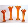 Image 1 : Two pairs of orange Carnival glass fluted vases, 27cm high…