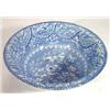 Image 1 : Victorian blue and white transfer printed bowl, decorated with flowers and butterflies, 32cm diam…