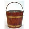 Image 1 : Brass banded oak bucket with swing handle and liner, 28cm high…