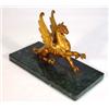 Image 1 : Gilded bronze prancing griffon on a rectangular green marble base, 28cm long…