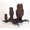 Image 1 : Bronze inkwell in the form of three graduated owls resting on a talon with detachable head and gl…