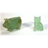 Image 1 : Modern green jade pig and seated cat, largest 4cm high…