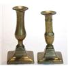 Image 1 : Two Georgian square based brass candlesticks, largest 18cm high…