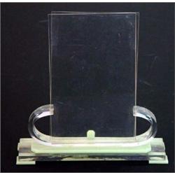 Art Deco style green and clear plastic photo frame, 17cm high…