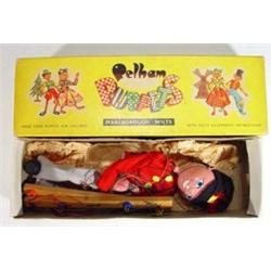 Boxed Pelham 'Fritzl' puppet and a witch puppet…