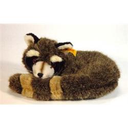 Steiff seated racoon with label to ear, 26cm long…