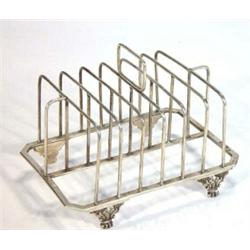 Silver six slice rectangular toast rack, London, 1912…