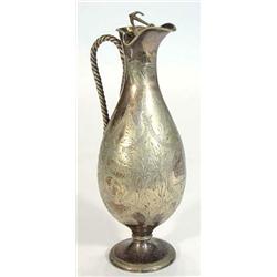 Victorian silver plated claret jug, decorated with panels of flowers with anchor knop and rope tw…