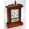 Image 1 : Mahogany cased Victorian American chiming mantel clock with broken pediment, 44cm high…