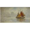 Image 1 : Gilt framed watercolour of Dutch fishing boats, R W Veryon, 31cm x 18cm…