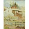 Image 1 : Gilt framed watercolour of mountain side house, 30cm x 22cm…