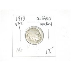 1913 1ST YEAR *VARIETY 1-KEY DATE* BUFFALO NICKEL RED BOOK VALUE $12.00+ *NICE EARLY ABOUT GOOD GRAD