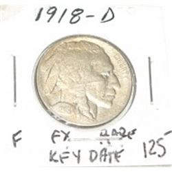 1918-D *EXTREMELY RARE KEY DATE* BUFFALO NICKEL RED BOOK VALUE $125.00+ *NICE EARLY FINE GRADE*!!