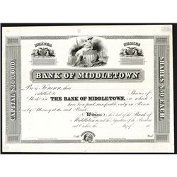 Bank of Middletown, ND, ca.1830's, Proof Stock Certificate.