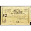 Image 1 : Bank of Pennsylvania, 1857 Stock Certificate.