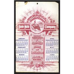 Kendall Bank Note Co. 1884 Calendar.