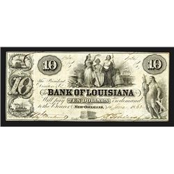 Bank of Louisiana. 10 Dollars. 1862.