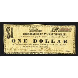 Corporation of St. Martinsville. 1 Dollar. 1862.